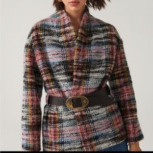 BA&SH Multi Plaid Vic Jacket with Belt NWOT